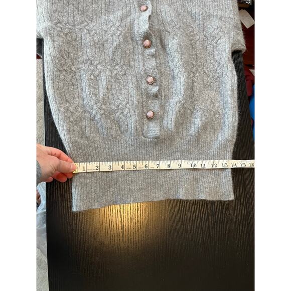 Vintage Wool and Angora Button Up Cable Knit Collared Grandma Chic Sweater - Picture 6 of 8